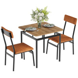 Garvee Dining Table Set for 2, 3 Piece Wooden Dining Table and PU Upholstered Chairs, Modern Metal Frame for Dining Room, Apartment, Brown