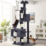 Garvee Cat Tree for Large Cats 74" Tall Indoor Cat Tower with 6 Scratching Posts, Large Top Perch, Balls, Heavy Duty Sturdy House for Big Cats, Beige