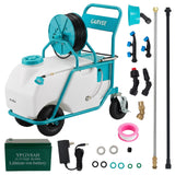 Garvee 24 Gallons Battery Powered Sprayer With Wheeled Cart, 12V 12Ah Electric Sprayer, 6 Nozzles & 2 Wands, 90PSI Adjustable Pressure, Yard Sprayers