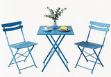 Garvee 3 Piece Patio Bistro Set Folding Metal Outdoor Furniture for Balcony Yard Garden Blue Compact & Durable - Blue
