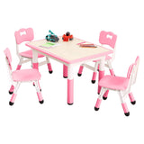 Garvee Modern Kids Table And 4 Chair Set Adjustable Height Toddler Table With Non-Slip Legs Organizer Graffiti Desktop Pink - Pink