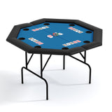 Garvee Octagon Poker Table with Collapsible Legs, Casino Leisure Gaming Table for 8 Players, 47x47x29.5 inches, Green - Blue