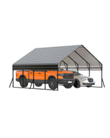 Garvee 20x20 FT Heavy Duty Metal Carport Kit with Reinforced Frame & Anchor Bolts for RV Truck Boat Tractor Shelter, 100MPH Wind Resistance, Gray