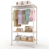 Garvee Rolling Clothes Rack Heavy Duty Garment Rack with Wheels and Side Hooks for Home and Laundry 17.7"D x 45.3"W x 70.3"H Matte White