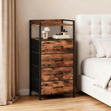 Garvee Fabric 4-Drawer Chest With Steel Frame And Open Shelf For Bedroom Living Room Office, 41x29x83.5cm, Durable Wood Panels, Adjustable Feet, Lightweight Drawers - Tigré