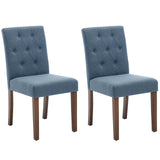 Garvee Parsons Button Tufted Dining Chairs Set of 2 - Upholstered Fabric Kitchen Chairs with Wood Legs & Padded Seats - Living Room Kitchen Furniture Blue