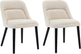 Garvee 2-Pack Mid-Century Dining Chairs Beige Linen Upholstered Wood Legs Modern Accent Kitchen Dining Living Room 300 LBS Capacity