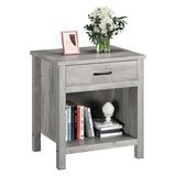 Garvee Farmhouse Nightstand with Drawer and Storage Shelf Rustic End Side Table for Bedroom Living Room Small Spaces Gray