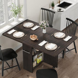 Garvee Folding Dining Table, Space Saving Farmhouse Dining Table with Storage Shelf, 6 Wheels, Multipose Expandable Drop Leaf Table for Small Space, Dark Walnut, 47.2"D x 23.6"W x 29.5"H - Dark Walnut