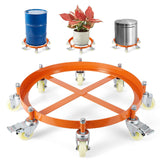 Garvee 55 Gal Drum Dolly with Labor-Saving Handle, Heavy Duty Q235 Steel, Smooth-Rolling Wheels, Warehouse Workshop, Black - Orange