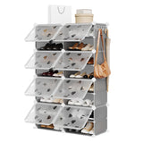 Garvee 6-Tier Expandable Shoe Rack Organizer With 2 Hooks Slim Space Saving Storage For Entryway Closet Mudroom Gray - Grey