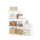 Garvee 6-Cube Wire Grid Storage Organizer, Modular Metal Shelf Unit, Bedroom Closet Living Room, 12.6 Inch Cubes, White - White