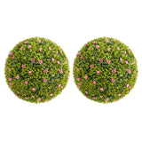 Garvee 20.5" Artificial Plant Topiary Ball Set of 2 with Pink Flowers, Indoor Outdoor Faux Greenery for Porch Balcony Home Decor