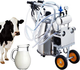 Garvee Cow Milking Machine Portable Electric 55KPA 15000 RPM with 25L Stainless Steel Bucket Silicone Cups Tubes for Cows & Goats