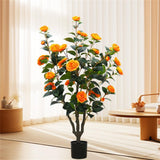 Garvee Fake Plants 3.28FT Tall Outdoor Faux Grass Plants with Pots for Indoor & Outdoor Decoration Realistic Greenery - Orange