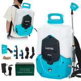Garvee 4 Gallons Battery Powered Backpack Sprayer with 6 Nozzles & 2 Wands for Lawn and Garden, 12V 8Ah, 90PSI Adjustable Pressure, Lake Blue