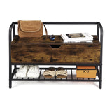 Garvee Shoe Storage Bench 33” Retro Wooden Shoe Rack Organizer for Entryway Bedroom Hallway, U-Shaped Cut-Out Storage, Supports 240 lb, Easy Assembly