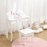 Garvee Girls' Vanity Set with Mirror Makeup Table and Stool for Kids White 38.2IN x 23.6IN x 11.8IN - White