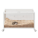 Garvee Large Metal Hamster Enclosure 37.8"L×18.5"W×20"H with Acrylic Sides, White Metal Cage for Guinea Pig, Chinchilla, Rat, Ventilated Door, Openable Top