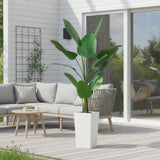 Garvee 4.8FT Artificial Banana Tree Plant With White Planter For Indoor Outdoor Modern Decor, Tropical Faux Banana Leaves