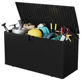 Garvee Outdoor Storage Box 73 Gal Large Waterproof Resin Deck Box Lockable UV Resistant Rattan Texture Patio Garden Cushions Tools 44.49x21.06x22.05 Inches