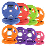 Garvee 2-Inch Rubber Coated Weight Plates Set - Color Coded Cast Iron Bumper Plates for Home Gym, Weightlifting, Barbell Training - 2.5-45 Lbs Multicolor - # 275 Lbs Muti-Color