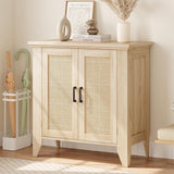 Garvee Rattan Sideboard Buffet Cabinet with Doors and Shelves for Living Room Dining Room Kitchen, 30"x15.8"x31.5", Natural Oak