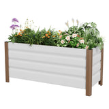 Garvee Aluminum Planter Box 24x16x18, Modern Raised Garden Bed with Rounded Corners & Anti-Cut Edging, White for Patio & Balcony - White