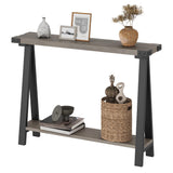 Garvee Farmhouse Console Table, 43.3" Entryway Table with Storage, 2 Tier Sofa Table with Metal Frame and MDF, Behind Couch Table for Living Room, Hallway, Entryway-Grey - Grey