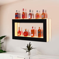 Garvee Liquor Bottle Display Shelf, Square 2 Tier 48 in LED Lighted, Multi-Color, Remote & App Control for Bar