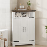 Garvee Bathroom Corner Storage Cabinet with Paneled Door & Drawer, Freestanding Small Corner Organizer for Kitchen & Living Room, White, 30mm MDF, Rustic Farmhouse
