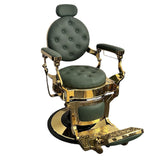 Garvee Vintage Barber Chair Heavy Duty 360° Hydraulic Recline Salon Chair Adjustable Headrest Footrest 700lbs Capacity Green - Gold-Plated Green