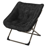 Garvee Rabbit Fur Saucer Chair Foldable Lounge Chair Metal Frame Kids Teens Adults Indoor Cozy Grey - Black