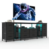 Garvee 10 Drawer Dresser TV Stand With Fabric Drawers And Power Outlets For 75 Inch TV Black