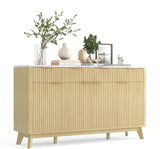 Garvee 60" Large Sideboard Buffet Cabinet with Storage, Fluted Drawers, Adjustable Shelves, Wooden Coffee Bar Console Table for Living Room and Kitchen, Modern Wave Design, Natural Wood Color - Oak Color
