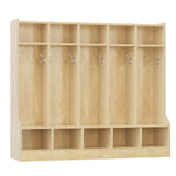 Garvee Kids Coat Locker with Bench 10 Cubbies Daycare Cubby Storage Organizer for Nursery Home School Smooth Wood Surface - With Bench