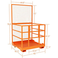 Garvee Forklift Safety Cage Heavy Duty Steel Man Basket Foldable Work Platform with Guardrails Safety Harness Wheels for Aerial Work