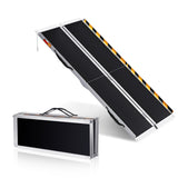 Garvee Portable Wheelchair Ramp Heavy Duty Aluminum Folding Ramp with Non-Slip Surface for Home Steps, Scooter, Car Doorways, Curbs & Stairs, Foldable, Lightweight, Safety Lock, 600Lb Capacity - Black