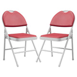 Garvee Folding Chairs Set of 2 Metal Foldable Chairs with Non-Slip Feet Pads for Indoor and Outdoor Use, Red