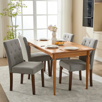 Garvee 2-Pack Tufted Upholstered Dining Chairs Gray Fabric Accent Chairs Wooden Legs Dining Room Living Room