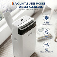 Garvee 14,000 BTU 3-in-1 Portable Air Conditioner with Dehumidifier & Fan, Portable AC Units Cools up to 750 Sq. Ft., Remote Control, Auto Swing, Sleep Mode, White Top