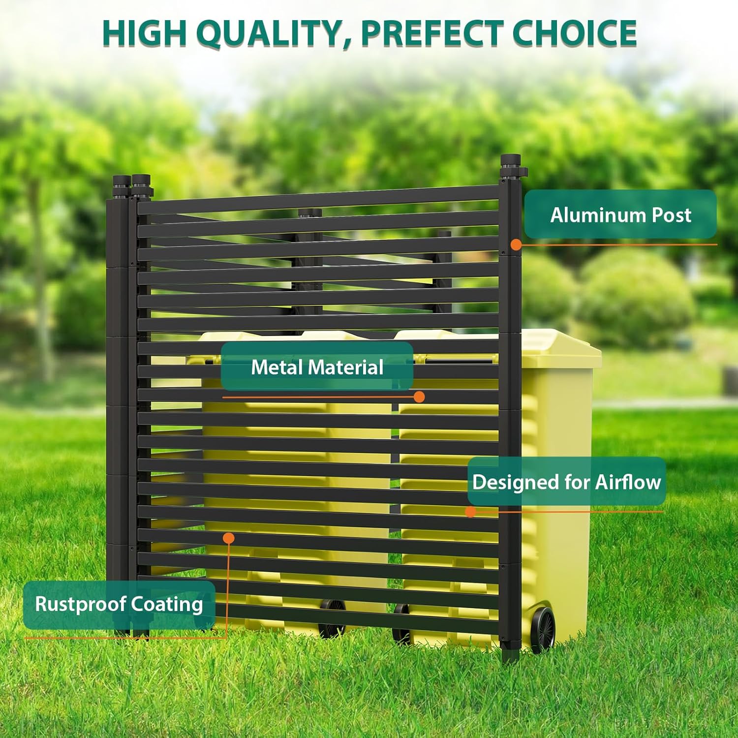 Garvee Outdoor Privacy Fence Panels Metal Rustproof No-Dig Design Decorative Pattern Connectable for Yard & Flower Bed 48"x71" Black