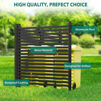 Garvee Outdoor Privacy Fence Panels Metal Rustproof No-Dig Design Decorative Pattern Connectable for Yard & Flower Bed 48"x71" Black