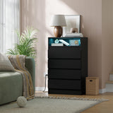Garvee 4 Drawer Double Dresser with Power Outlet, LED Light, Modern Storage Dresser, 47.24"W x 15.35"D x 31.49"H, Black