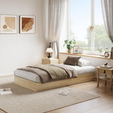 Garvee Twin XL Solid Wood Platform Bed with Sturdy Wooden Slats Floor-Standing Bed Frame Modern Minimalist Design Golden Tan Wood - Burlywood