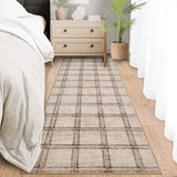 Garvee Taupe Checkered Kitchen Rugs, 2x6 Washable Non Slip Hallway Runner, Ultra Thin Indoor Modern Farmhouse Carpet, Low Pile Stain Resistant Floor Cover for Laundry Bedroom Bathroom - Plaid|Taupe