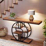 Garvee 55" Entryway Table 5-Tier Console Table Industrial Narrow Sofa Table Storage Living Room 55" Black