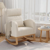 Garvee Nursery Glider Rocking Chair with Extendable Footrest, Linen Upholstery, Side Pockets & Pillow for Bedroom, Living Room or Nursing Room, White, 26.6"x29.1"x39.8" - White