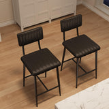 Garvee Bar Stools Set of 2 Upholstered Counter Height Bar Stools with Backrest and Footrest for Island Counter Bar Kitchen Rustic Black - Retro Black