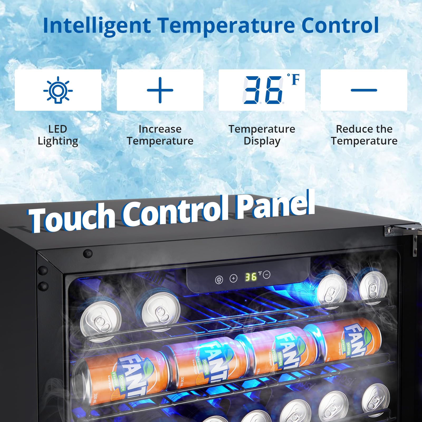 Garvee 5.1 Cu.ft Beverage Refrigerator – 166 Can Capacity, Adjustable Temperature, Under Counter Design, Quiet LED Small Cooler
